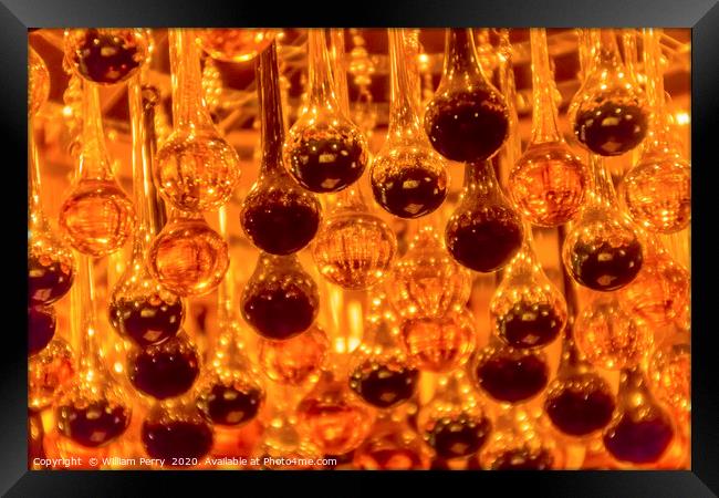 Orange Black Venetian Glass Drops Chandelier Venic Framed Print by William Perry