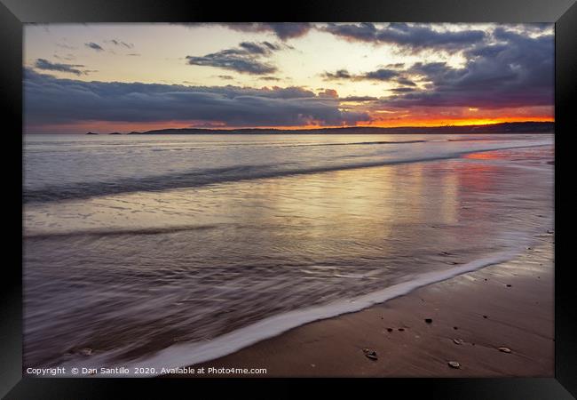 Mumbles across Swansea Bay at sunset Framed Print by Dan Santillo