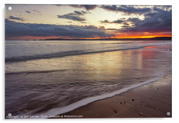 Mumbles across Swansea Bay at sunset Acrylic by Dan Santillo