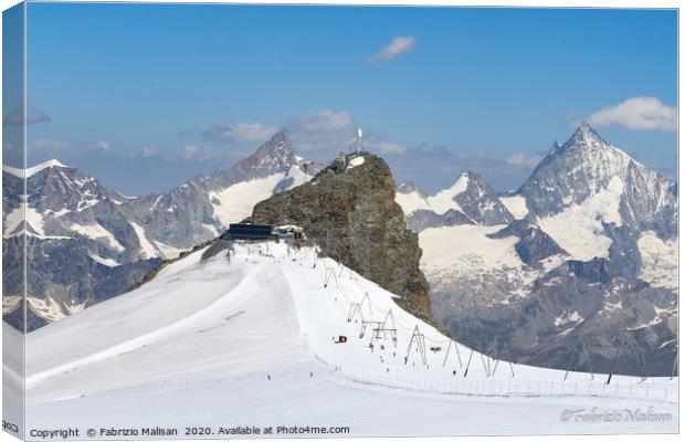 The Klein Matterhorn Mountain in Zermatt Switzerla Canvas Print by Fabrizio Malisan