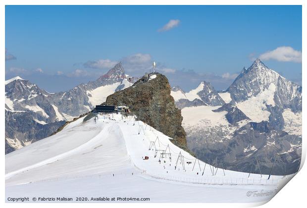 The Klein Matterhorn Mountain in Zermatt Switzerla Print by Fabrizio Malisan