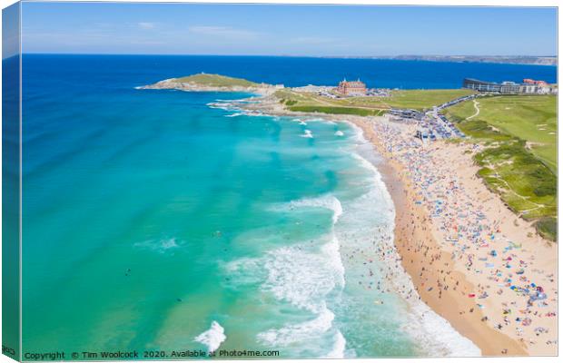Aerial photograph of Fistral Beach, Newquay, Cornw Canvas Print by Tim Woolcock