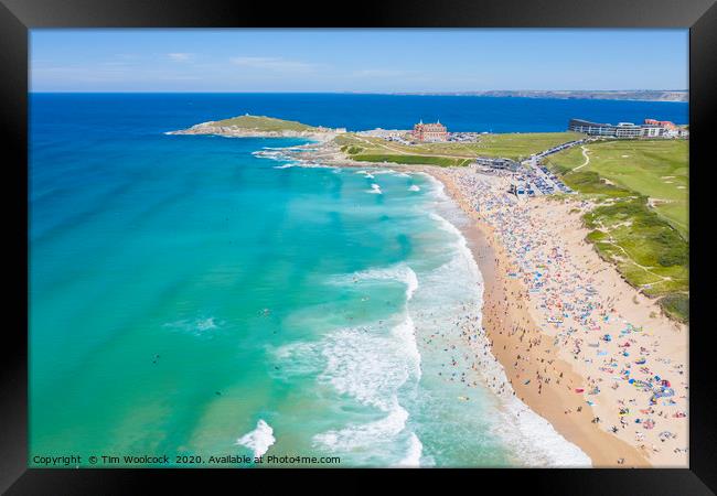 Aerial photograph of Fistral Beach, Newquay, Cornw Framed Print by Tim Woolcock
