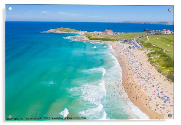 Aerial photograph of Fistral Beach, Newquay, Cornw Acrylic by Tim Woolcock