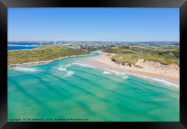 Aerial photograph of Crantock Beach, Newquay, Corn Framed Print by Tim Woolcock