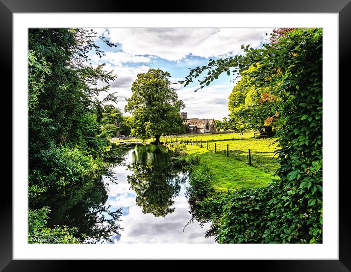 Lockinge Brook and the Parish Church Framed Mounted Print by Ian Lewis