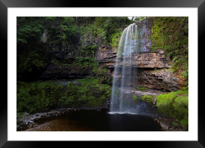 Henrhyd Falls in the Brecon Beacons National Park Framed Mounted Print by Leighton Collins