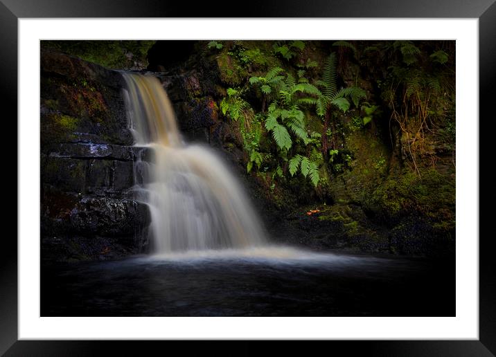 A Brecon Beacons waterfall Framed Mounted Print by Leighton Collins