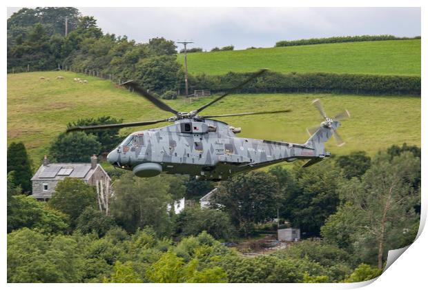 Royal Navy Merlin low level Print by Oxon Images