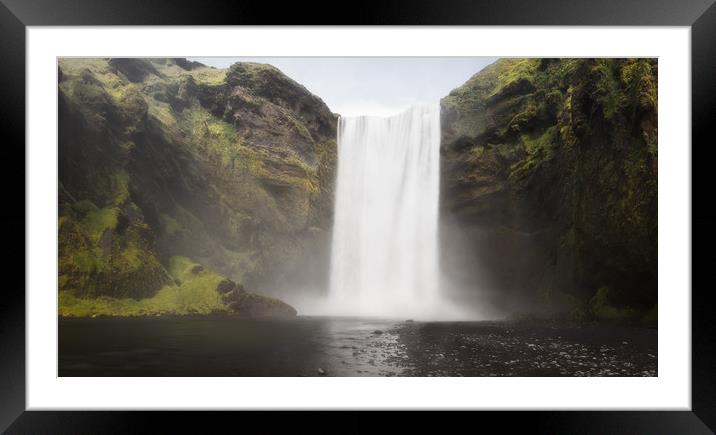 Panoramic View of Skogafoss Waterfall, Iceland Framed Mounted Print by Pere Sanz