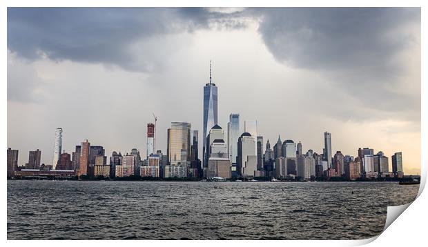 Lower Manhattan Skyline on a cloudy day, NYC, USA Print by Pere Sanz