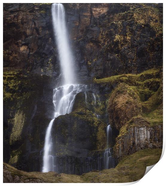 Bjarnarfoss Waterfall in the Snaefellsnes Peninsul Print by Pere Sanz