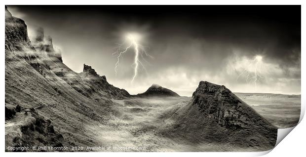 Lightning strikes over the Quiraing, Skye. Print by Phill Thornton