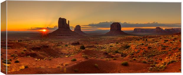Sunrise over Monument Valley Panorama  Canvas Print by Pere Sanz