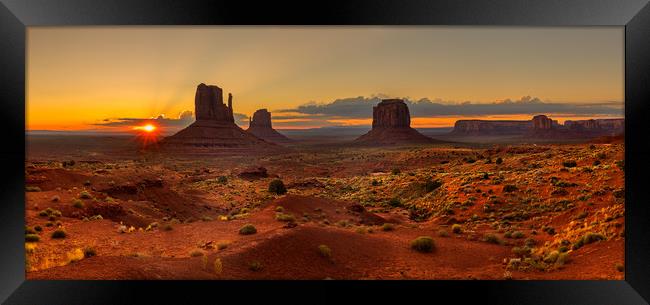 Sunrise over Monument Valley Panorama  Framed Print by Pere Sanz