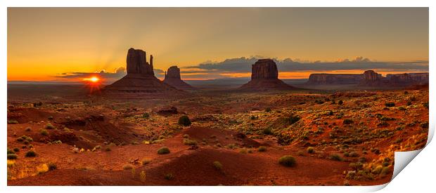 Sunrise over Monument Valley Panorama  Print by Pere Sanz