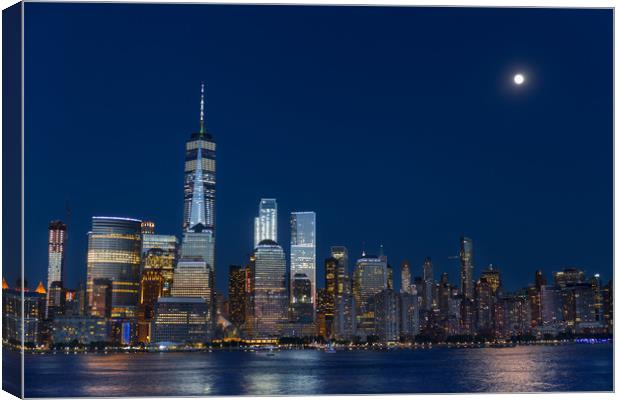 Lower Manhattan Skyline at blue hour, NYC, USA Canvas Print by Pere Sanz