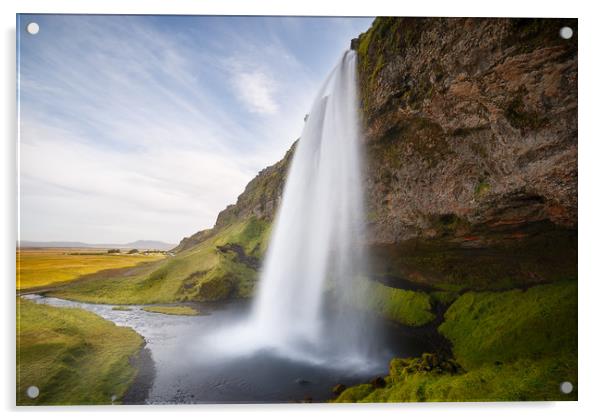  Seljalandsfoss Waterfall on a Sunny Day in Icelan Acrylic by Pere Sanz
