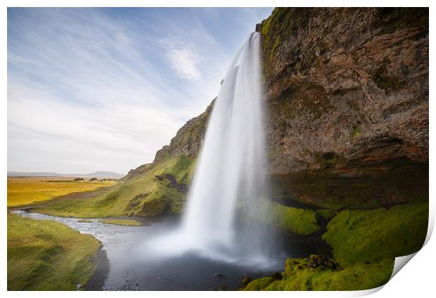  Seljalandsfoss Waterfall on a Sunny Day in Icelan Print by Pere Sanz