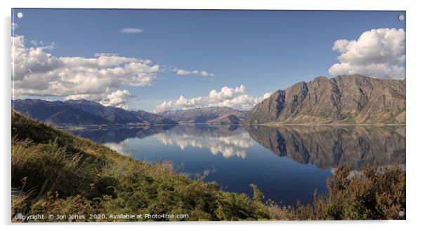 Lake Hawea, New Zealand  Acrylic by Jon Jones