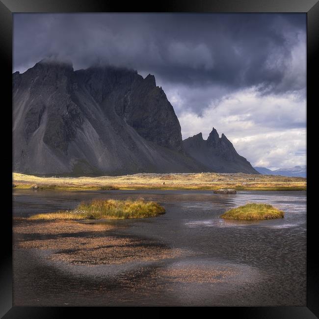 Vestrahorn mountain on Stokksnes cape in Iceland Framed Print by Pere Sanz