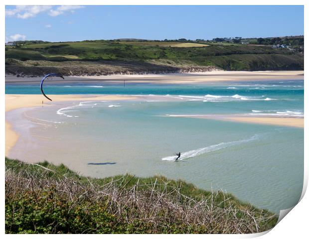 Soaring Over Cornish Waves Print by Beryl Curran