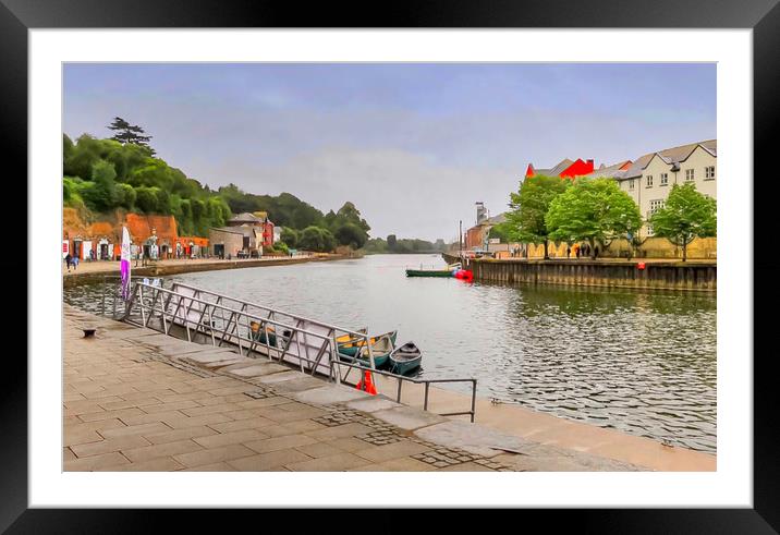Serene Reflections on Exeter Quay Framed Mounted Print by Beryl Curran