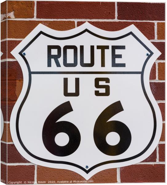 Historic route 66 sign Canvas Print by Nicolas Boivin