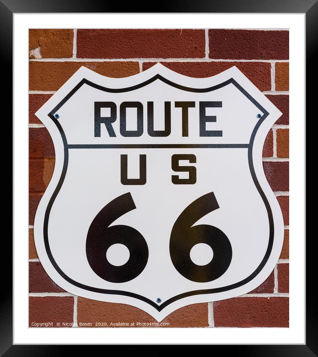 Historic route 66 sign Framed Mounted Print by Nicolas Boivin