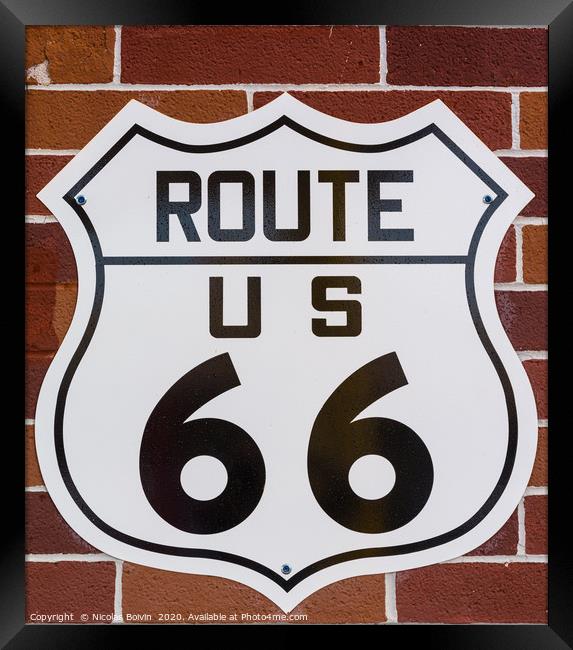 Historic route 66 sign Framed Print by Nicolas Boivin