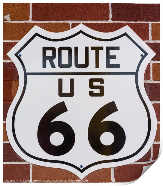 Historic route 66 sign Print by Nicolas Boivin