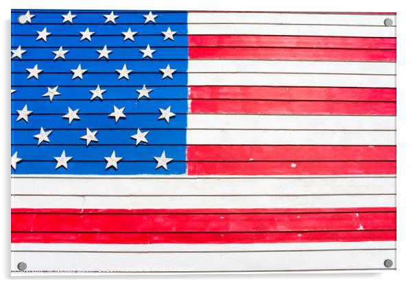 USA flag painted on wall Acrylic by Nicolas Boivin