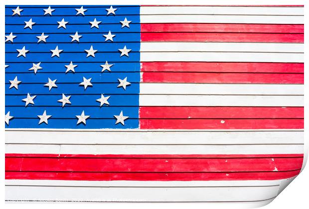 USA flag painted on wall Print by Nicolas Boivin