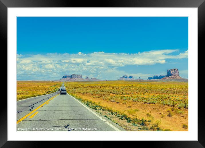 Classic american southwest road Framed Mounted Print by Nicolas Boivin