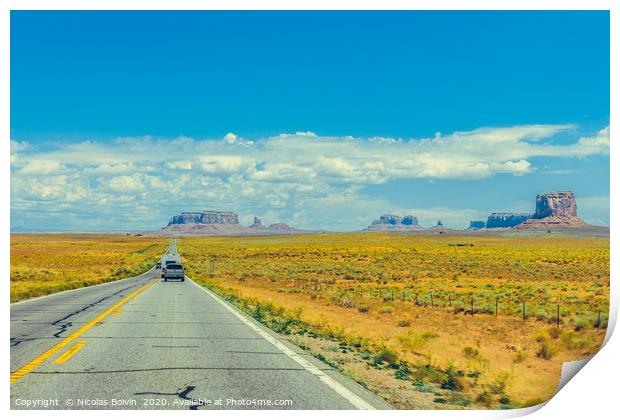 Classic american southwest road Print by Nicolas Boivin