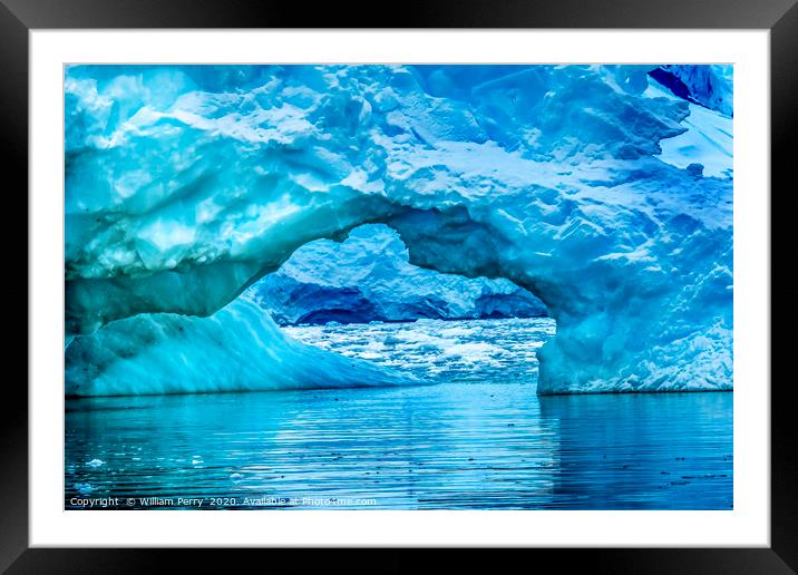 Blue Iceberg Arch Paradise Bay Skintorp Cove Framed Mounted Print by William Perry