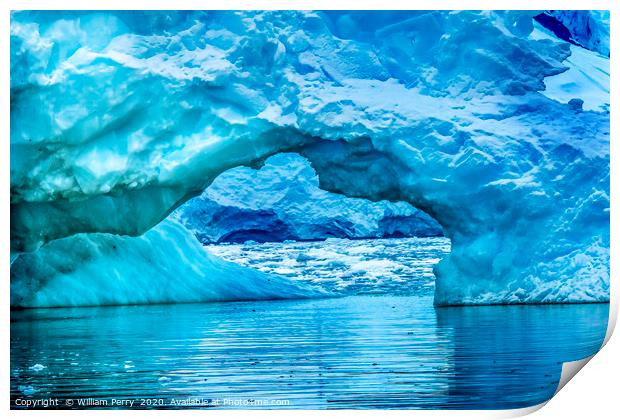 Blue Iceberg Arch Paradise Bay Skintorp Cove Print by William Perry