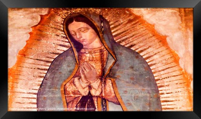 Original Virgin Mary Guadalupe Painting New Basili Framed Print by William Perry