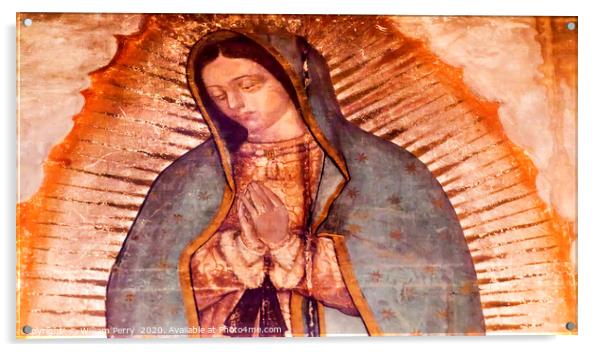 Original Virgin Mary Guadalupe Painting New Basili Acrylic by William Perry