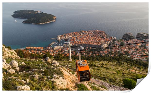 Cable car going down to Dubrovnik Print by Jason Wells