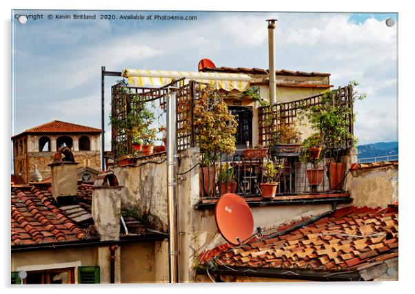  rooftop garden  florence italy Acrylic by Kevin Britland