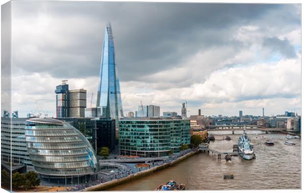 London Skyline with City Hall, Shard and River Tha Canvas Print by Pere Sanz