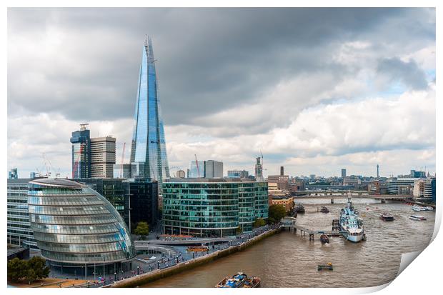 London Skyline with City Hall, Shard and River Tha Print by Pere Sanz