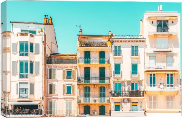 Cannes City Architecture, French Riviera Pastel Canvas Print by Radu Bercan