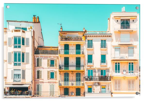 Cannes City Architecture, French Riviera Pastel Acrylic by Radu Bercan