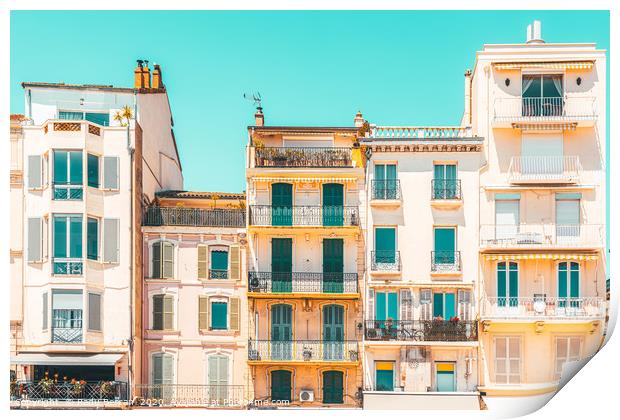 Cannes City Architecture, French Riviera Pastel Print by Radu Bercan