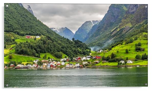 The Picturesque village of Undredal seen from the  Acrylic by Pere Sanz
