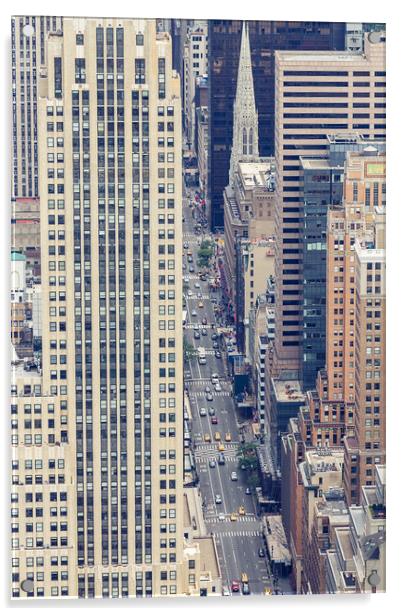 Aerial view of NYC fifth avenue, USA Acrylic by Pere Sanz