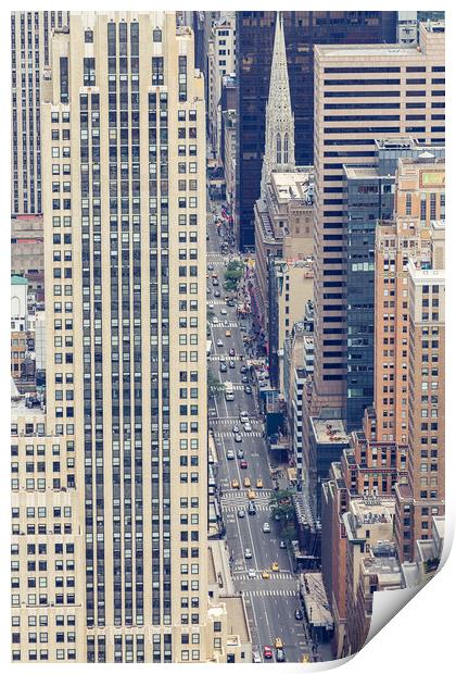Aerial view of NYC fifth avenue, USA Print by Pere Sanz