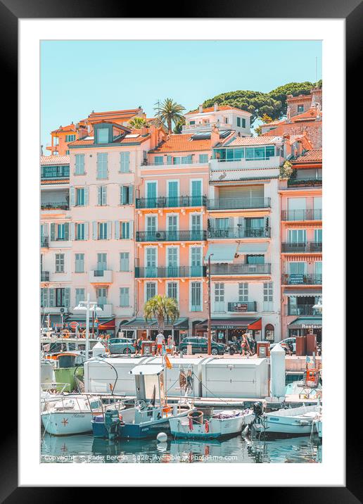 Cannes Downtown City, Summer Travel, Marina Port Framed Mounted Print by Radu Bercan